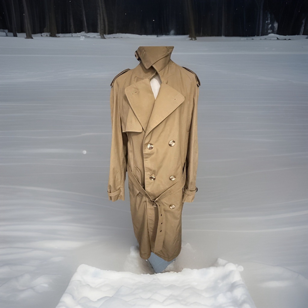 Vintage Men’s Large Trench Coat Double Breasted No Lining Size 42R